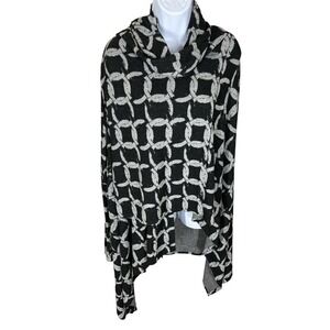 KEDEM KS-6154 black & gray long sleeve wrap sweater women's one size